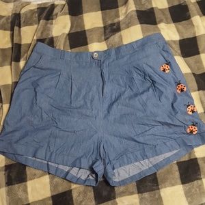 Modcloth Jean Shorts With Ladybug Embroidery 2x